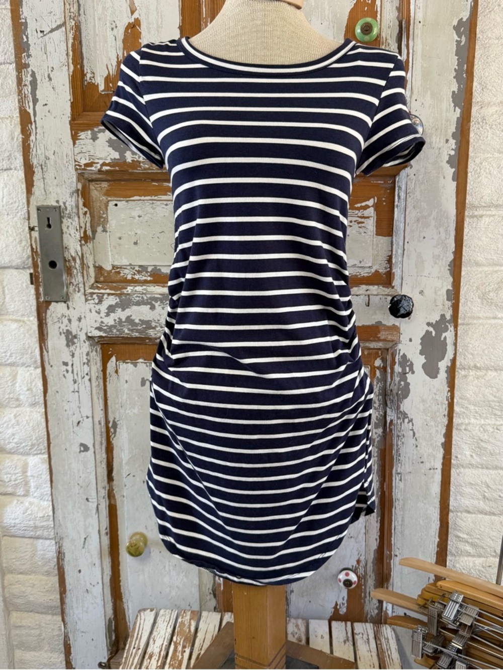 Hearts and hips Navy and White Striped T-Shirt Dress